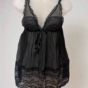 Victoria's Secret Black Sheer Lace Top